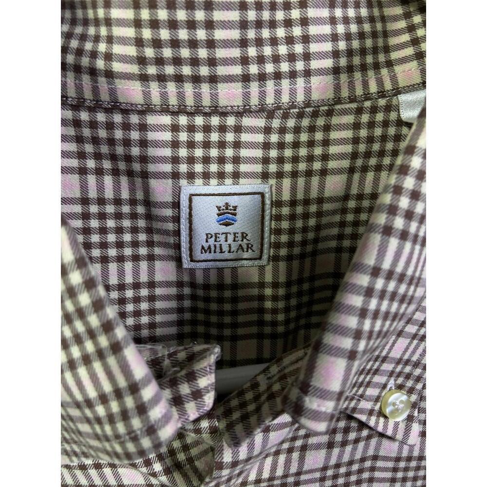 Peter Millar Men's Brown Pink Check Plaid L/S Button Down‎ Dress Shirt Large EUC - Picture 3 of 10